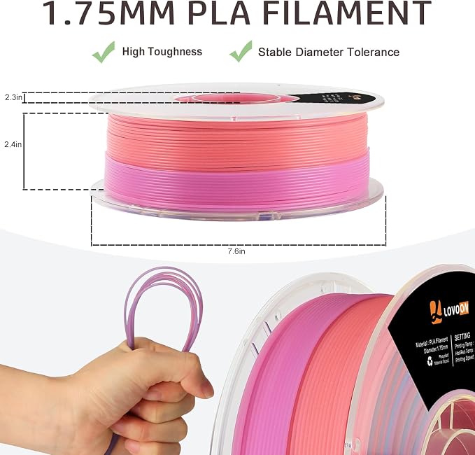 LOVOON 3D Printer Filament Luminous Glow Rainbow PLA, Magic irradiative 3D PLA - Image 4