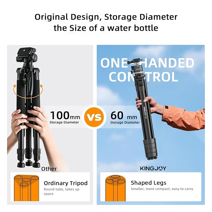 KINGJOY 72'' Aluminum Travel Tripod - Image 7