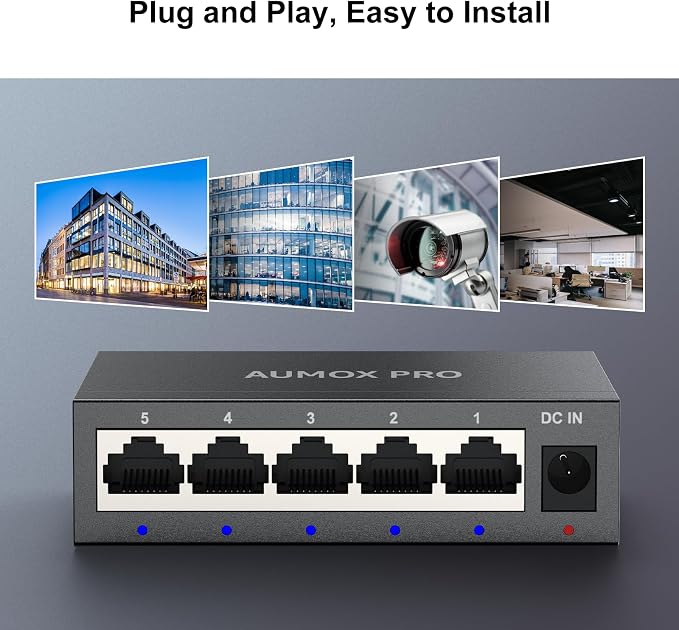 5 Port Gigabit Unmanaged Ethernet Switch, AUMOX PRO Home Network Hub, Office - Image 6