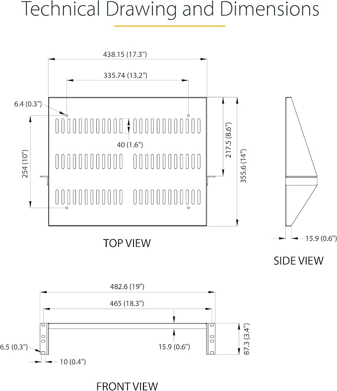 StarTech.com 2U Server Rack Shelf, Center Mounted Universal Vented Rackmount - Image 3