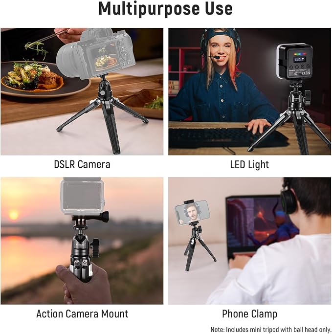 NEEWER Mini Desk Tripod, Metal Table Top Small Portable Travel Selfie Stick - Image 2
