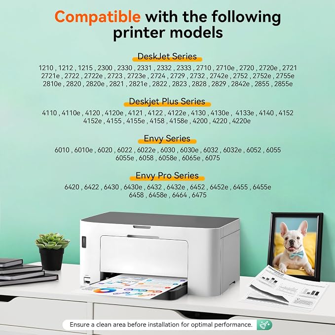 67XL Compatible for HP 67 Ink Cartridges Black Color Combo Pack Used for HP - Image 2