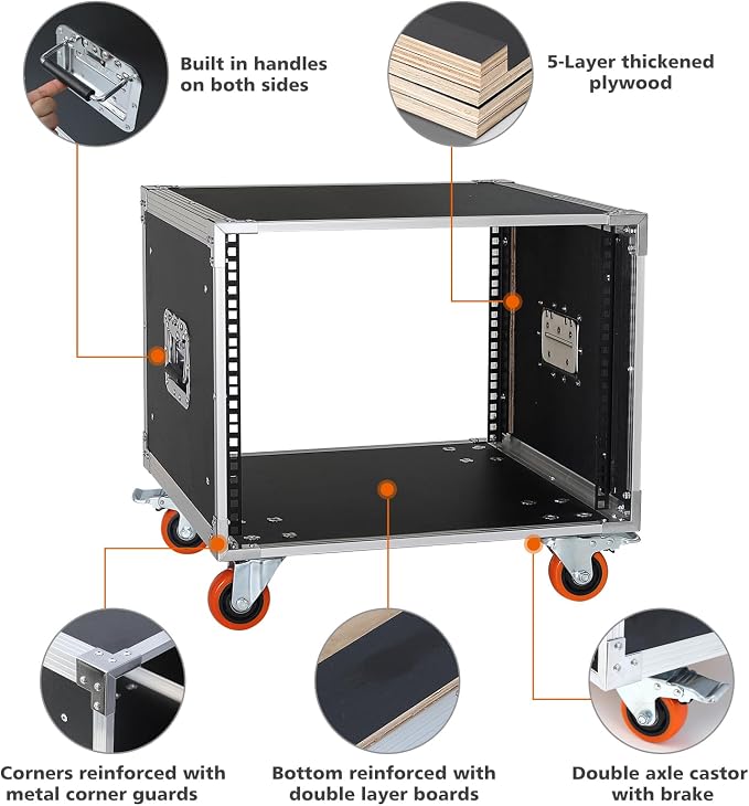 AV Gear Rack 8U Home Audio & Video Stage Stereo Equipment Storage Cabinet Stand - Image 4