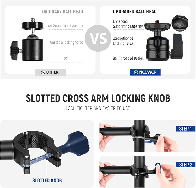 NEEWER Camera Desk Mount with Overhead C Amera Mounting Arm and 1/4" Ball Head - Image 8