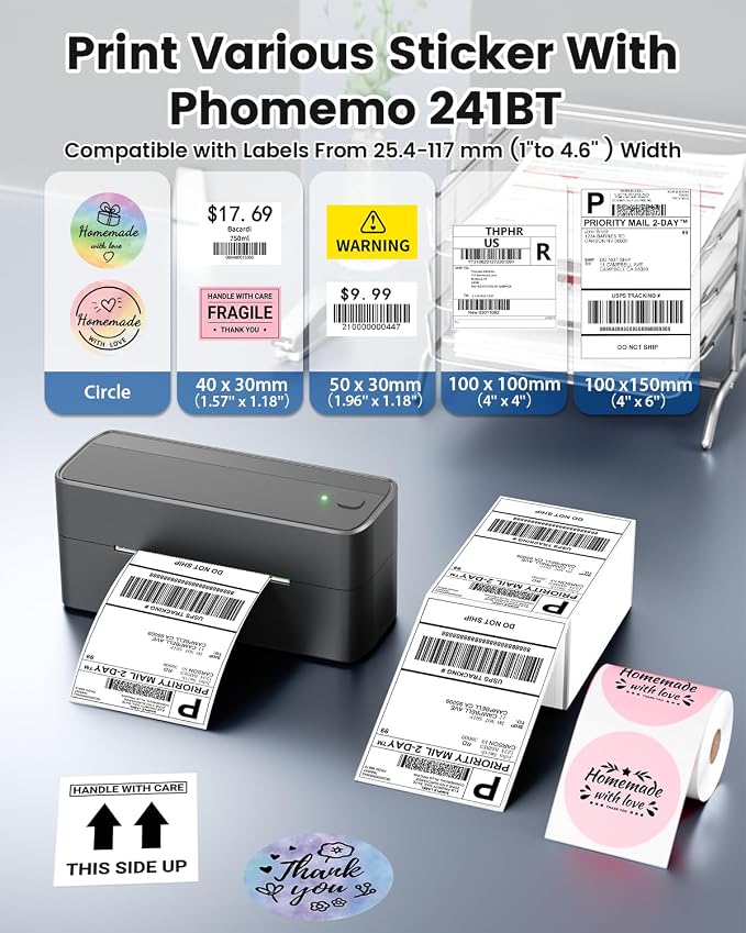 Phomemo Bluetooth Shipping Label Printer, 241BT 4X6 Wireless Thermal Printer - Image 4