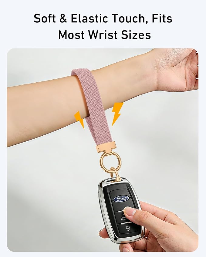 Stretchy Braided Wristlet D-Ring Detachable - Image 3