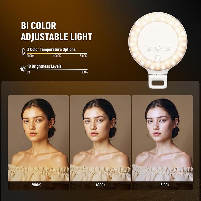NEEWER Entry Level Version 3.8" Ring Light, 3W Clip on Phone Selfie Lighting - Image 3