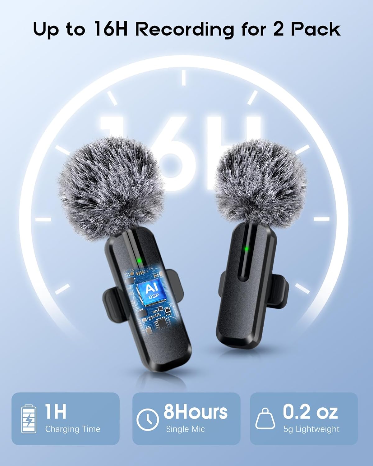 Wireless Mini Microphone for iPhone - Lavalier Bluetooth Microphone for Video Recording, 2 Pack Noise Reduction Clip-on Mini Lapel Mic for Tiktok YouTube Vlog Lives Podcast(iPhone 14 & Below)