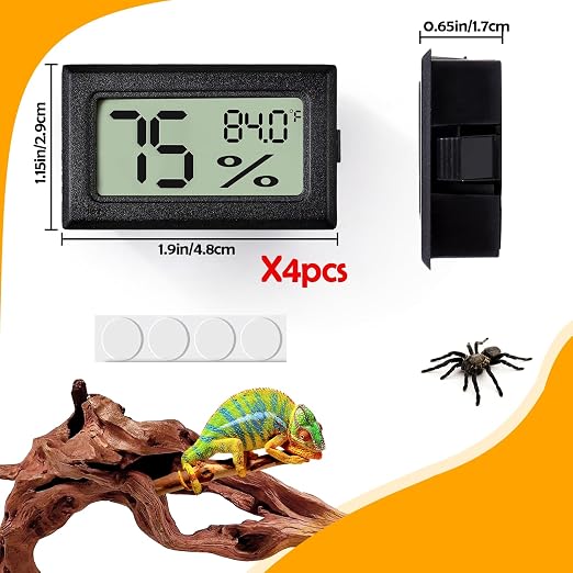 4 PCS Rectangle Reptile Thermometer and Humidity Gauge - Image 6