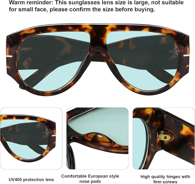 Oversized Retro Aviator Sunglasses - Image 6