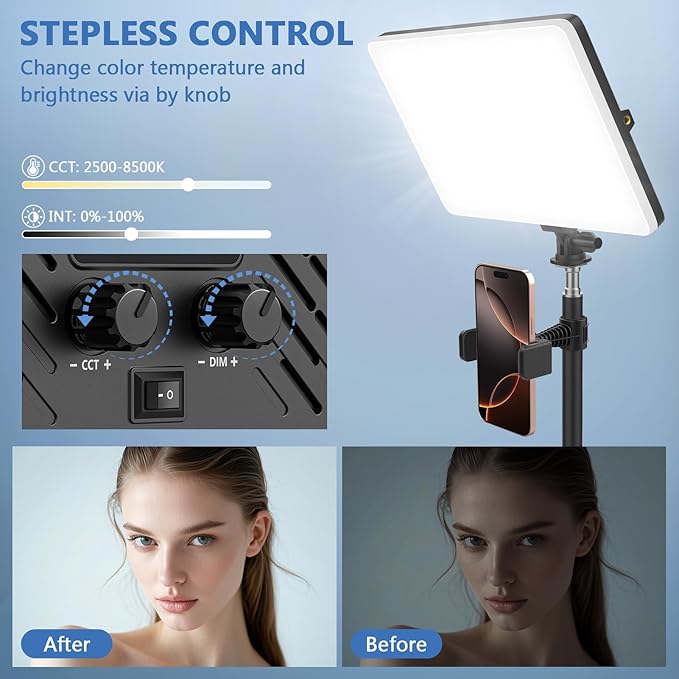 2 Pack Led Video Light Kit, 4000mAh Rechargeable Lithium Battery, Light Panel - Image 3
