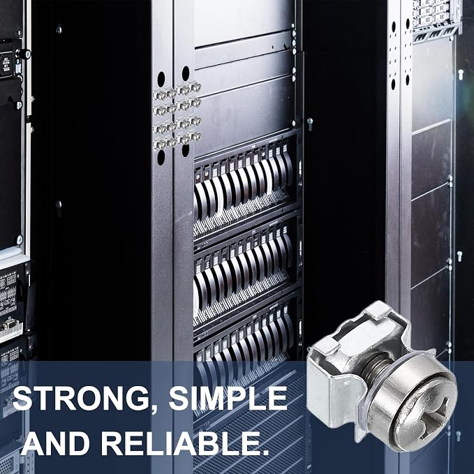 PATIKIL Rack Mount Cage Nut, Carbon Steel Rack Screws Zinc Square Snap-in Cage - Image 4