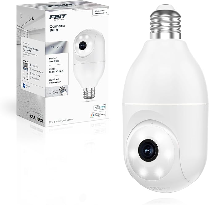 Feit Electric Smart Security Camera Bulb, 2K QHD Resolution, 2-Way Audio by FeitElectricCompany
