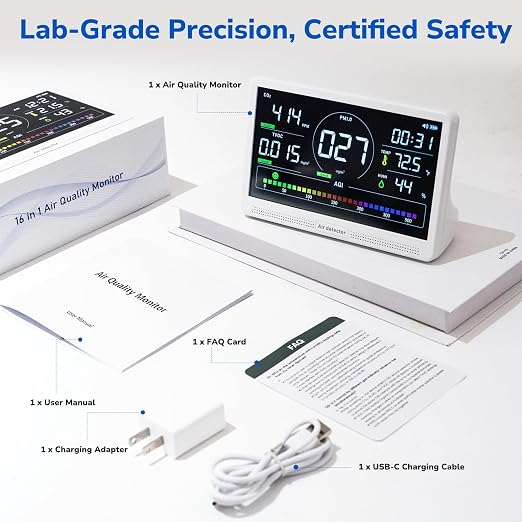 Fil-Fresh 16 in 1 Air Quality Monitor Indoor, CO2 Monitor Air Quality Tester - Image 7