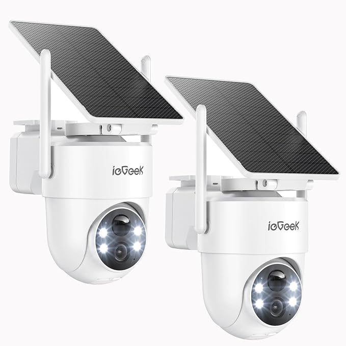 ieGeek 2 Pack S5 Solar Security Cameras Wireless Outdoor – 2K 3MP WiFi Camera by ieGeek