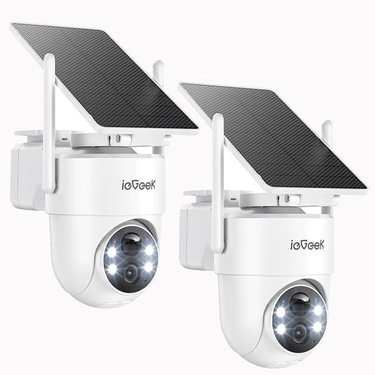 ieGeek 2 Pack S5 Solar Security Cameras Wireless Outdoor – 2K 3MP WiFi Camera by ieGeek
