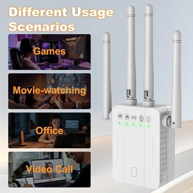 WiFi Extender 1300Mbps, Dual Band 2.4GHz 5GHz Signal Booster, Low Latency - Image 7