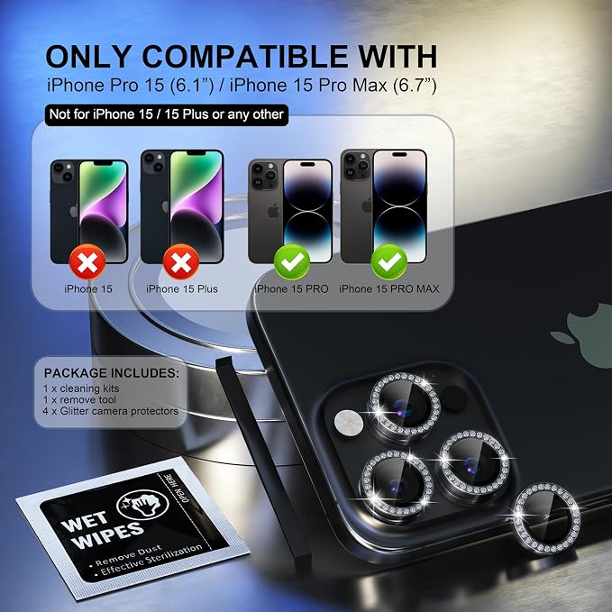 Choiche Compatible for iPhone 15 Pro/iPhone 15 Pro Max Camera Lens Protector - Image 2