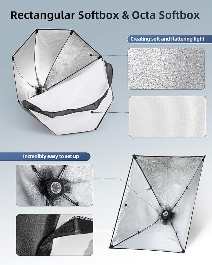 Skytex Softbox Lighting Kit 3Pack 20x28in Soft Box|28in Octa Softbox|85W - Image 6