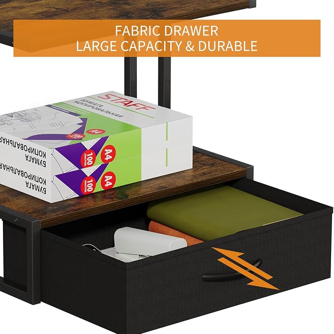 Printer Stand with Storage for Desk, with Fabric Drawer Desktop Printer Stand - Image 2