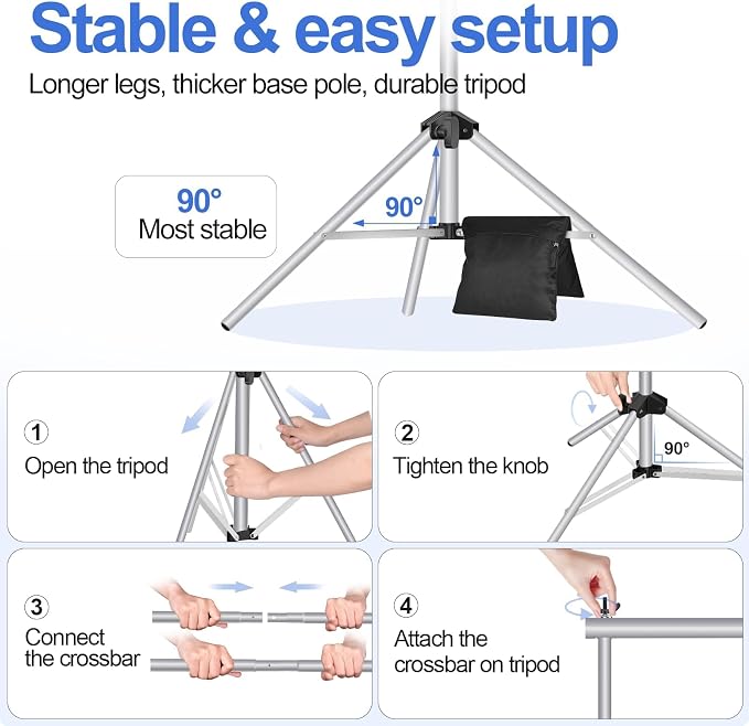 EMART Backdrop Stand 10x7ft Photo Studio Adjustable Background Stand Support kit - Image 5