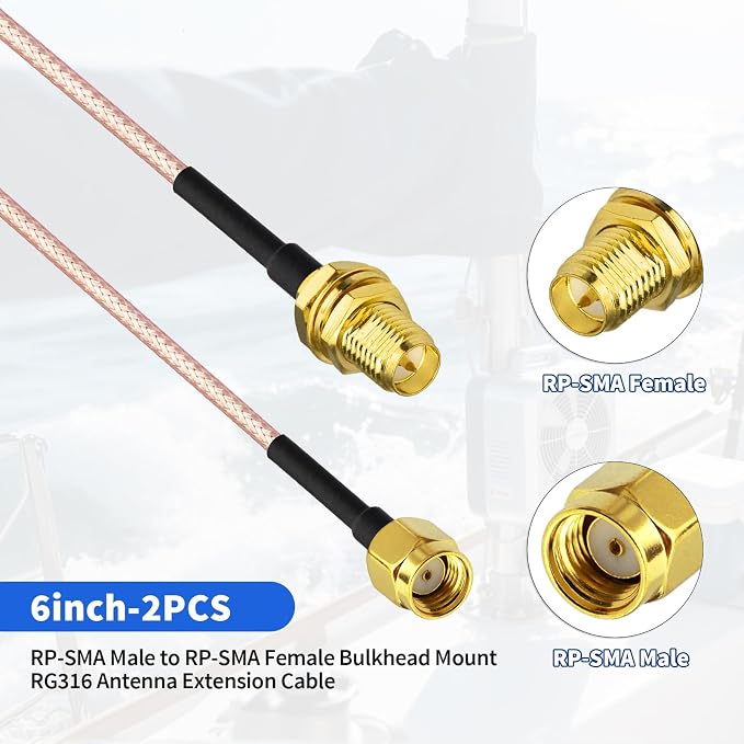 Yuslao WiFi Antenna Extension Cable 6inch 15cm RP-SMA Male to RP-SMA Female - Image 2