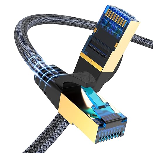 Cat 8 Ethernet Cable 10ft, Indoor Nylon Braided Cat 8 Cable, Heavy Duty 26AWG by Ciwoda