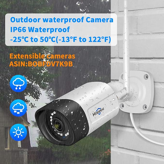 Hiseeu 2.5K 5MP WiFi Security Camera System Outdoor, Expandable 16CH 8MP NVR - Image 6
