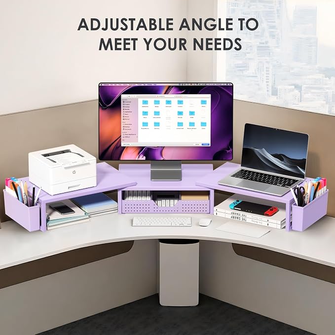 OPNICE Desk Organizers and Accessories, Dual Computer Monitor Stand Riser - Image 6