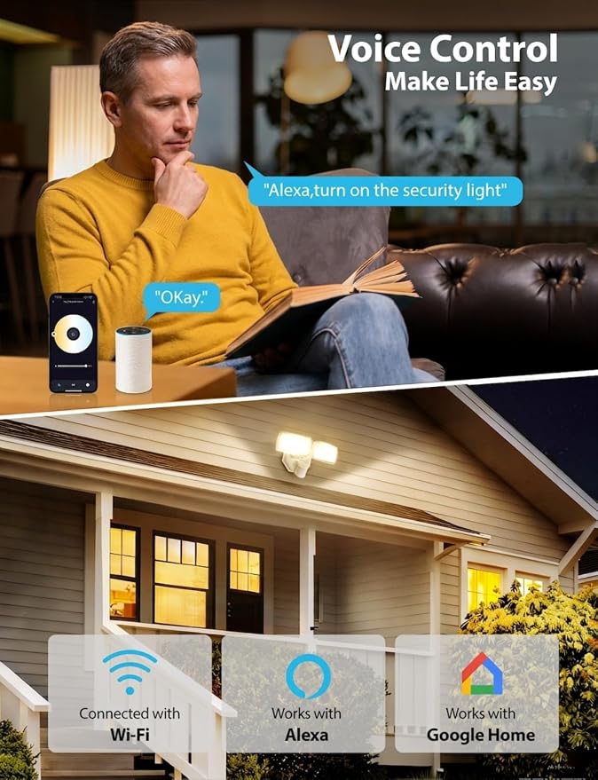 Onforu 32W 3200LM Smart Outdoor Security Light, WiFi Motion Sensor Flood Light - Image 3