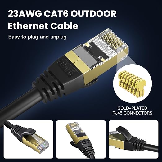 Cat 6 Ethernet Cable 125 ft, Outdoor & Indoor 23AWG 10Gbps High Speed, - Image 5