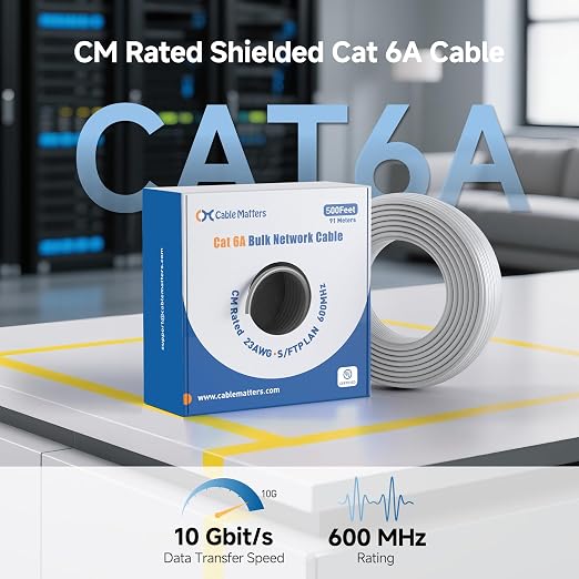 Cable Matters 10Gbps in-Wall Rated 23AWG Bare Copper Shielded Cat 6A Cable - - Image 3