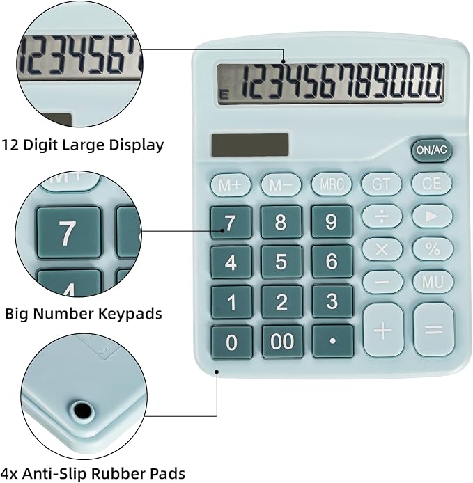 Noamus 4 Pack Handheld Desktop Calculators, Solar Battery Dual Power Basic - Image 3