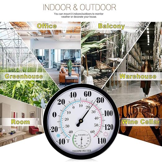 Outdoor Thermometer Hygrometer, 10 Inch Outdoor Thermometer Large Numbers - Image 7