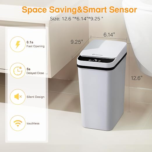 Automatic Bathroom Trash Can Touchless 2.6 Gallon Small Trash Cans - Image 2