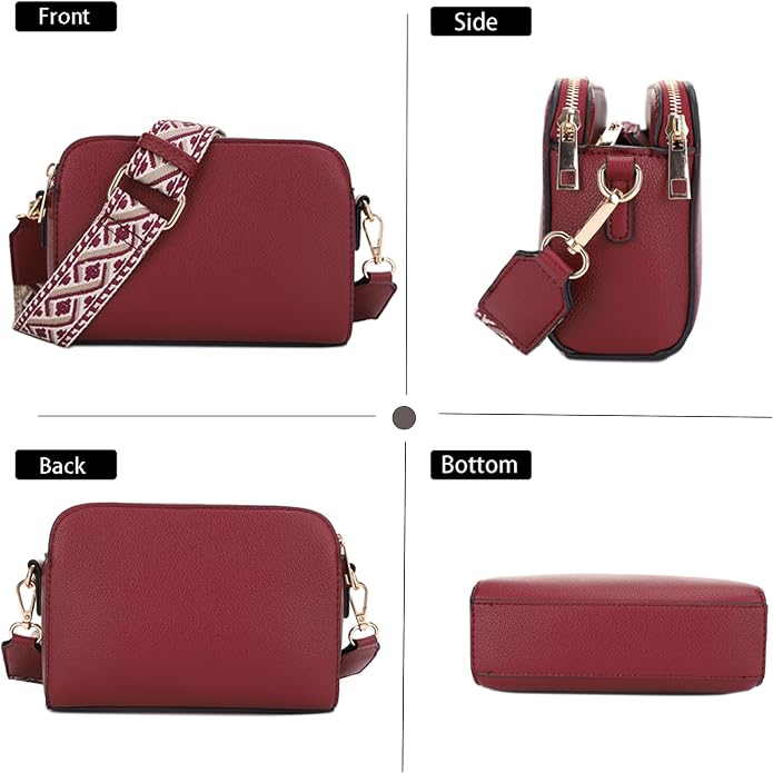 EVVE Crossbody Bags for Women Trendy Triple Zip Small Crossbody Camera Bag Purse - Image 6