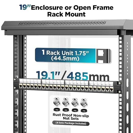 AMPCOM CAT7 Keystone Patch Panel 24-Port 1U - Image 6