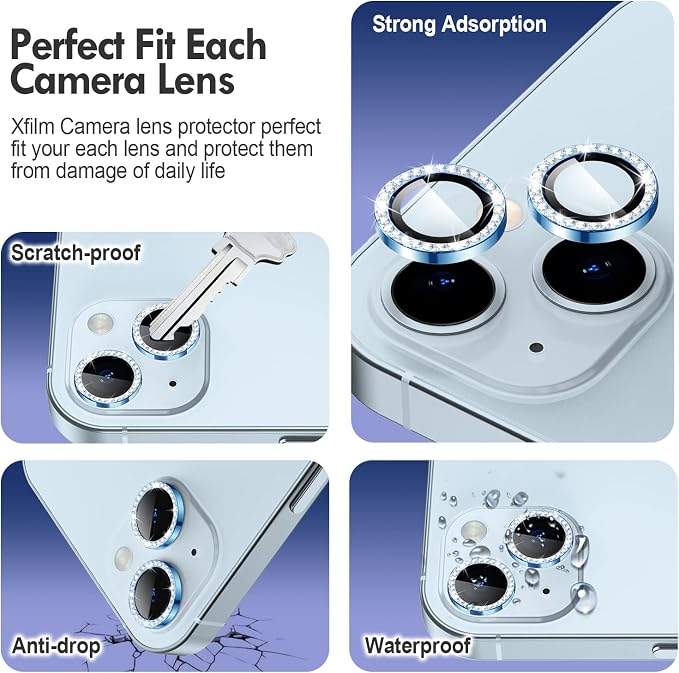 for iPhone 14 / iPhone 14 Plus Camera Lens Protector Bling, 9H Hardness - Image 3