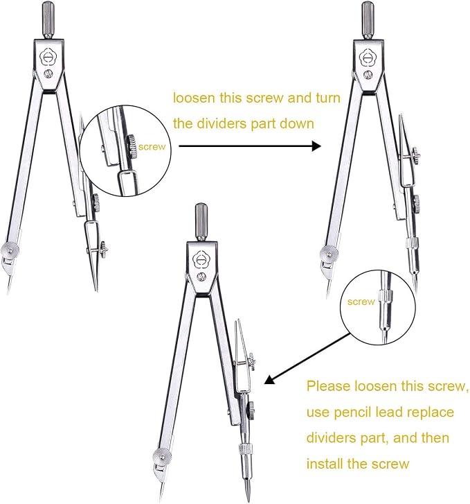 Drawing Compass and 6 Inch Protractor, Student Geometry Math Set - Image 5