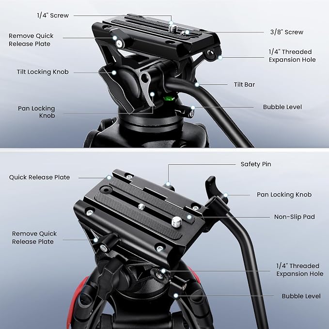 82" /210cm Video Tripod Heavy Duty Tripod - Image 3