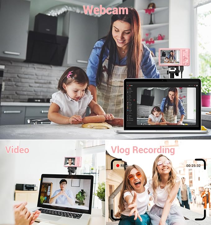 Digital Camera, Upgraded FHD 4K Pink Digital Camera - Image 7