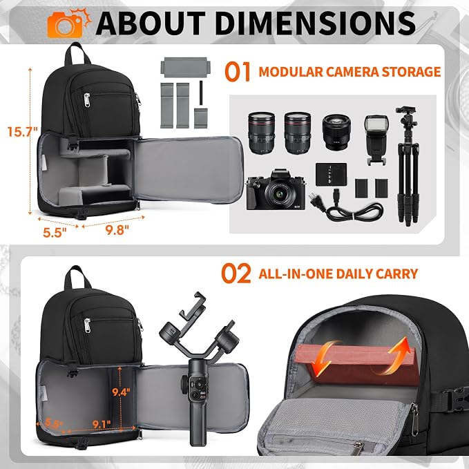 RAINSMORE Camera Bag Small DSLR & Mirrorless Camera Case - Image 2