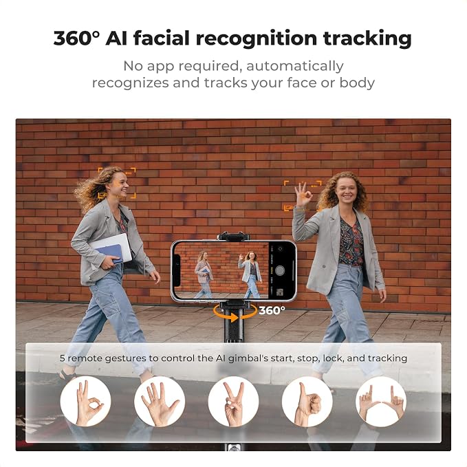 K&F CONCEPT 71“ Face Tracking Tripod, Auto Face Tracking Selfie Stick, Auto - Image 2