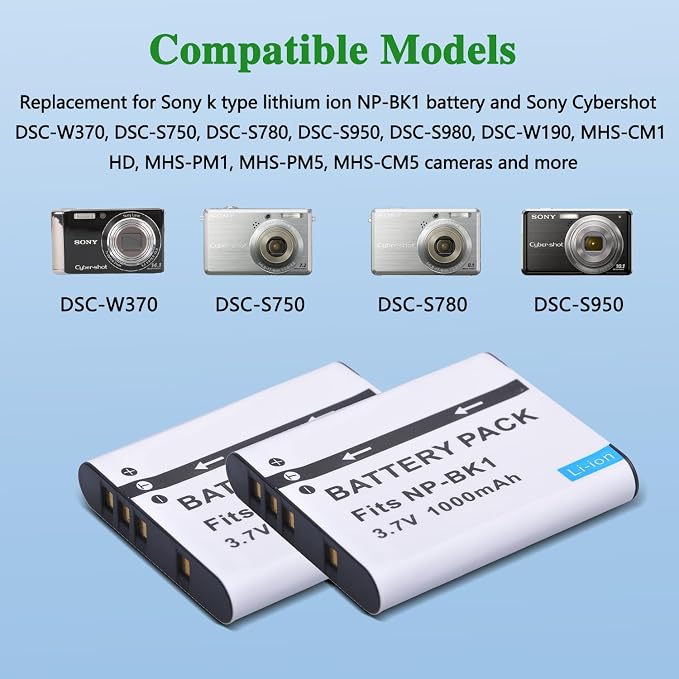 Tectra 2-Pack NP-BK1 Battery and LED USB Charger - Image 2