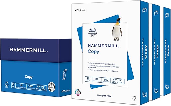 Hammermill Printer Paper, 20 lb Copy Paper, 8.5 x 11-3 Ream by Hammermill