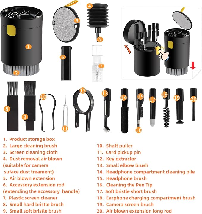 20-in-1 Laptop Phone Screen Earbud Cleaning Kit, Keyboard Cleaner Kit, Keyboard - Image 4