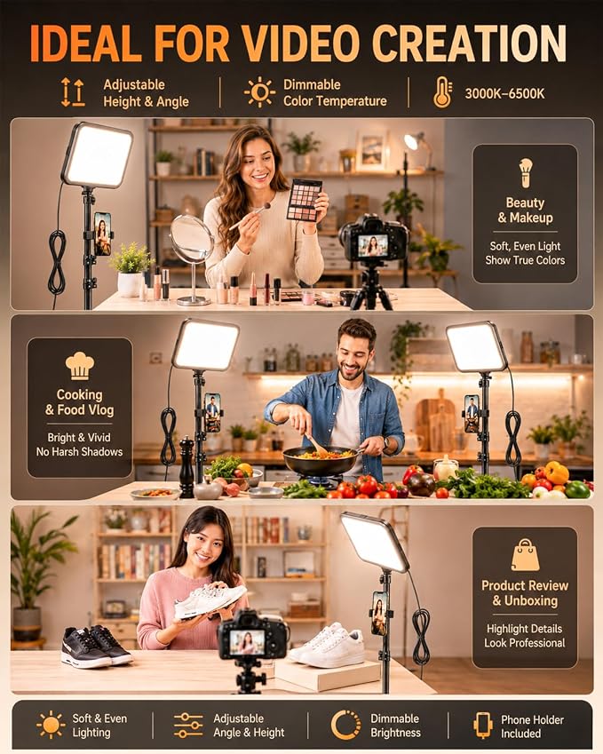 Torjim 12 Inch Video Light Kit for Creators, 30W High Brightness Studio Lights - Image 2