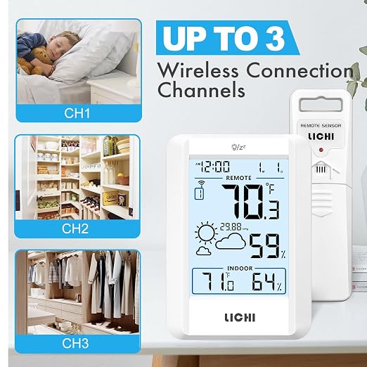 Indoor Outdoor Thermometer Wireless Weather Station Inside Outside Thermometers - Image 3