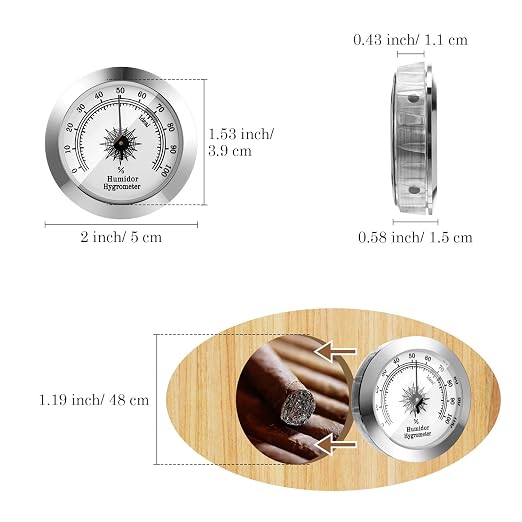 Frienda 2 Pcs Hydrometer 2 Inch Humidity Meter Cigar Humidor Hygrometers Round - Image 2