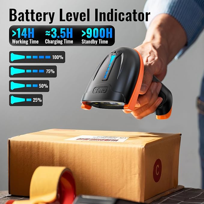Tera Barcode Scanner Wireless 1D Laser Cordless Barcode Reader - Image 2